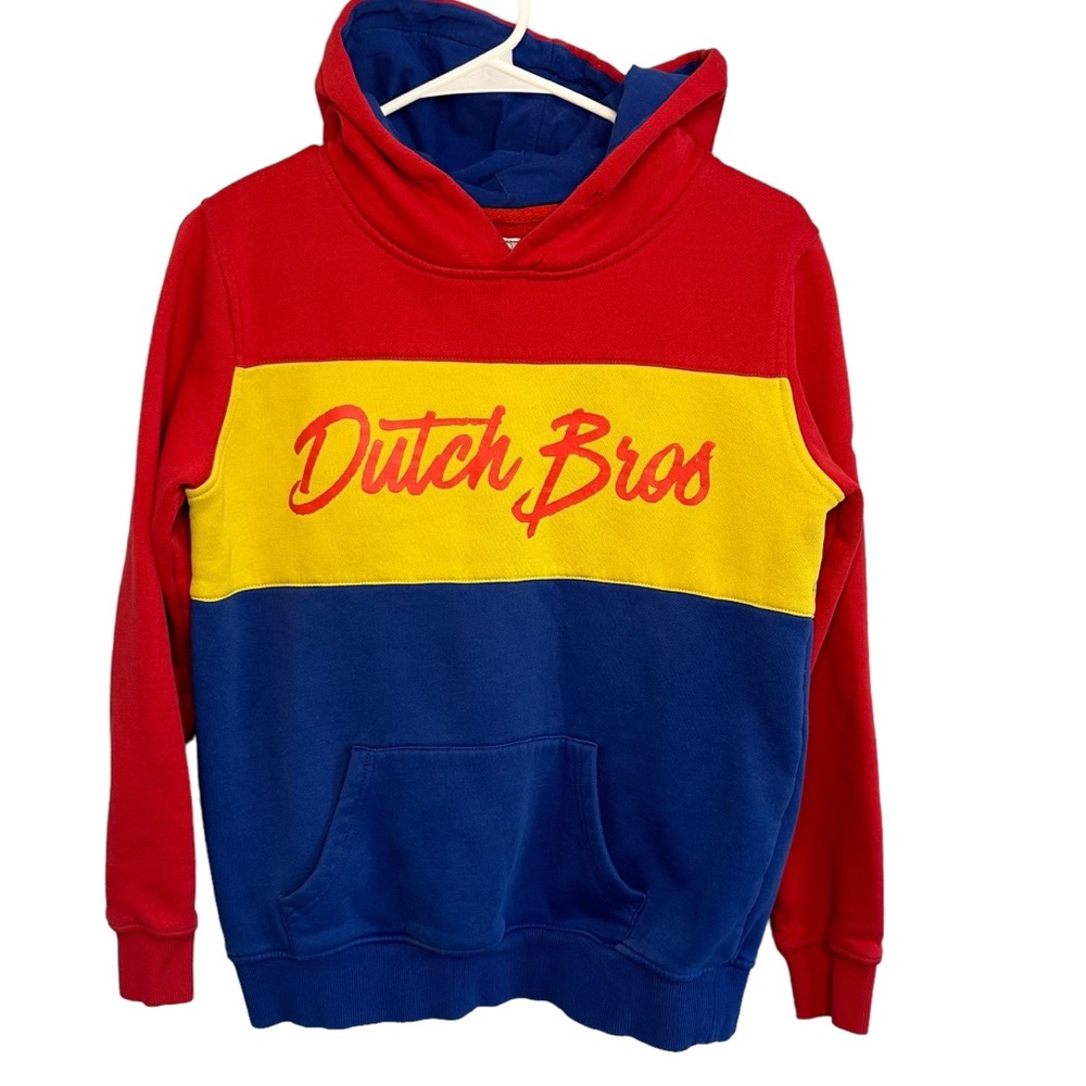 Dutch Bros Classic Red + Blue + Yellow Hoodie Windmill MEDIUM VINTAGE DB …